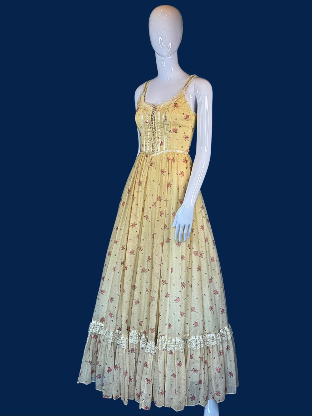 70s Cream Gunne Sax Shamash and Yofi Corset Prairie Dress / XS  / Deadstock - Picture 9 of 10